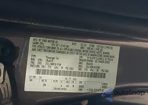 2014 Ford Focus Titanium from USA, damaged, VIN 1FADP3J28EL317034
